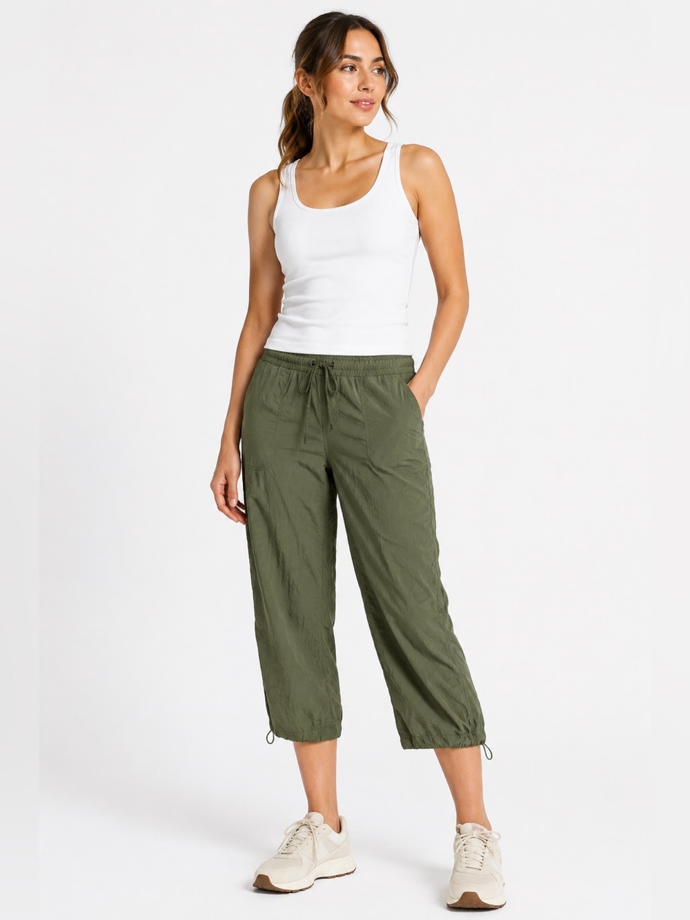 The North Face Aphrodite Utility Cargo Capri Pants Olive Green Medium